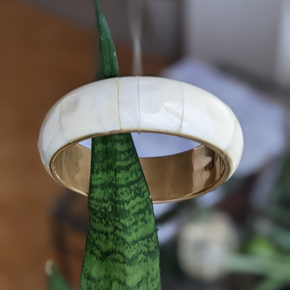 Bone & Brass Bangle Bracelet - Picture 4 of 4